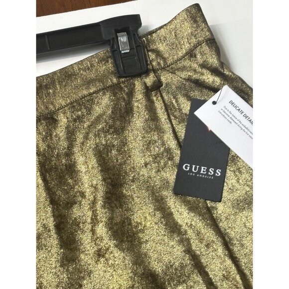 GUESS Topia Metallic Tie-Front Shorts , Gold,  Sz. M- NO BELT - Picture 4 of 14